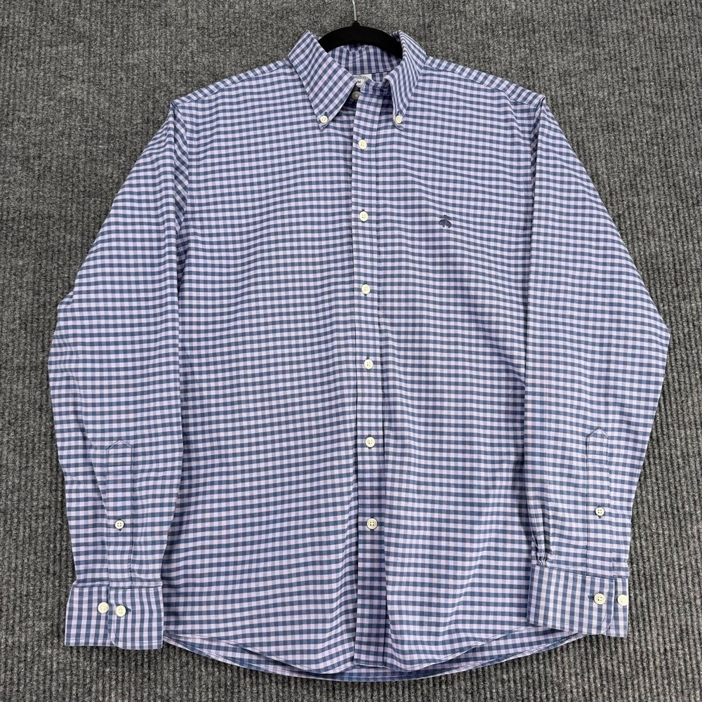 Brooks Brothers 1818 men's non iron stretch gingham button down shirt medium